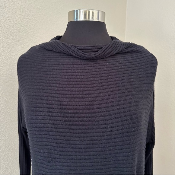 We the Free Jersey Ribbed Split Open Back oversized cowl neck Black Top Tunic - Picture 5 of 14